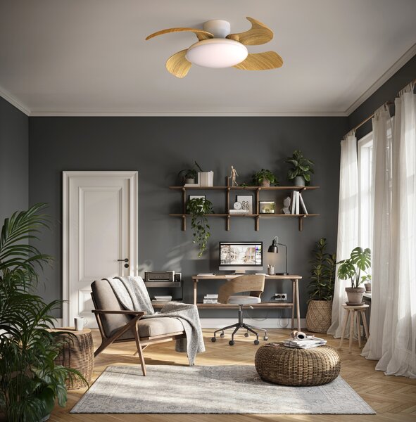 Mantra 9515 Aloha II, rozvinovací ventilátor se svítidlem a dálk. ovladačem, LED 40W 3000-5000K, dřevěná, průměr 48/83cm