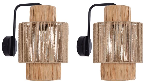 Sada 2 nástěnných lamp JAMMA Přírodní Papírové lano