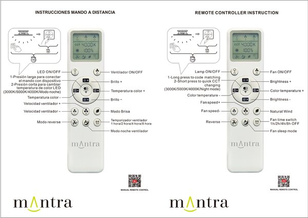 Mantra 9471 Ona, designový ventilátor se svítidlem a dálk.ovladačem, LED 18W 3000-5000K, černá/dřevěná, průměr 70cm