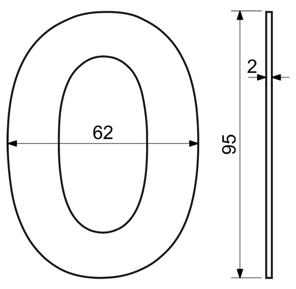 Domovní číslo "0", RN.95L, černá
