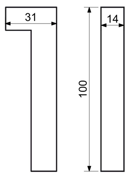 Domovní číslo "1", RN.100LV, strukturované, antracit