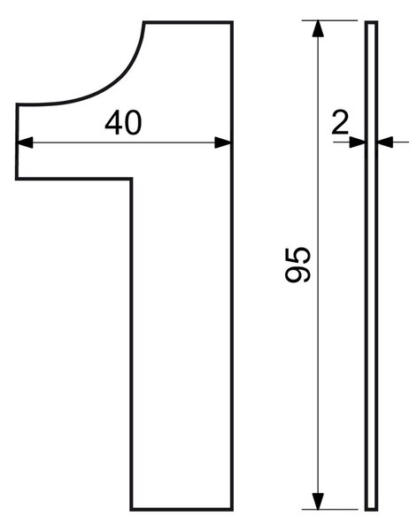 Domovní číslo "1", RN.95L, nerez