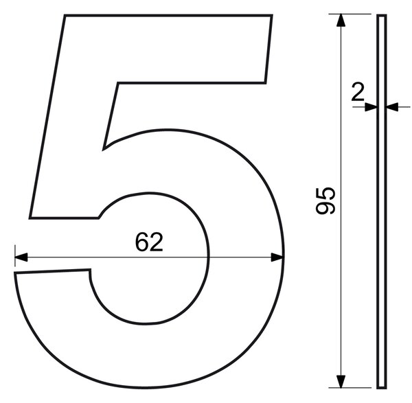 Domovní číslo "5", RN.95L, černá