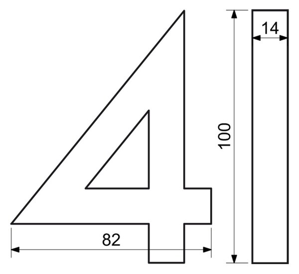 Domovní číslo "4", RN.100LV, strukturované, antracit