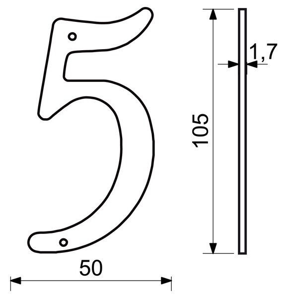 Domovní číslo "5", RN.105HR, černá