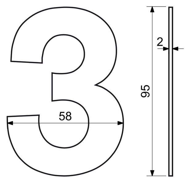 Domovní číslo "3", RN.95L, černá
