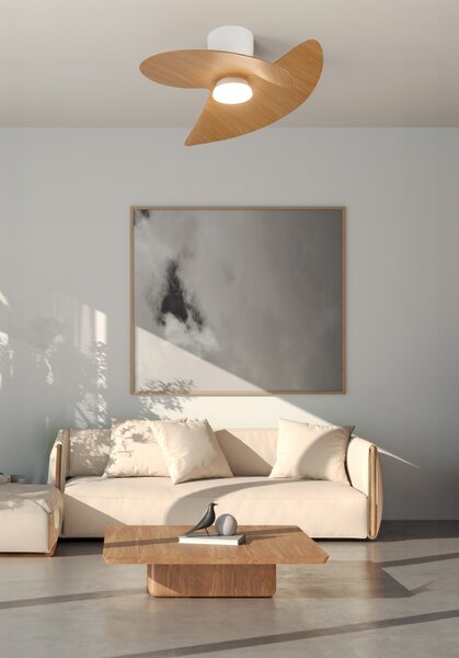 Mantra 9470 Ona, designový ventilátor se svítidlem a dálk.ovladačem, LED 18W 3000-5000K, bílá/dřevěná, průměr 70cm