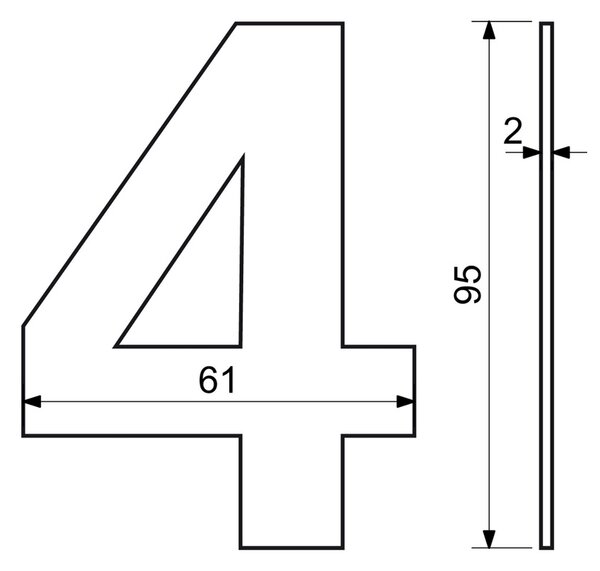 Domovní číslo "4", RN.95L, černá