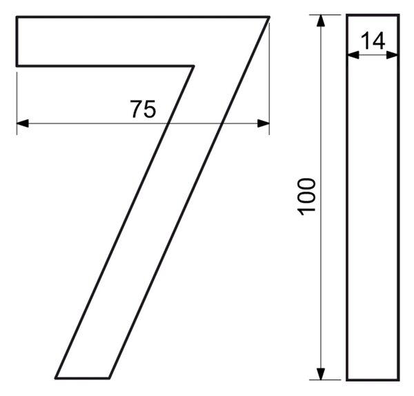 Domovní číslo "7", RN.100LV, strukturované, antracit