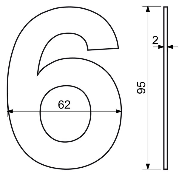 Domovní číslo "6", RN.95L, černá