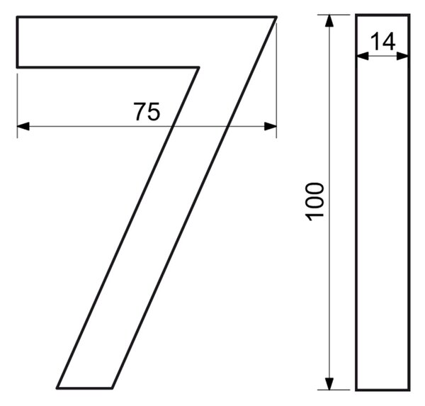 Domovní číslo "7", RN.100LV, broušené, černá