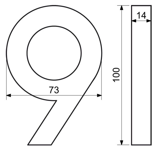Domovní číslo "9", RN.100LV, strukturované, antracit