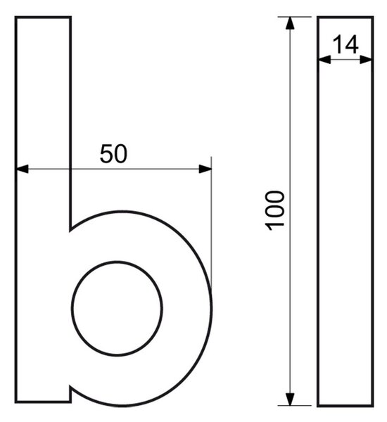Domovní číslo "B", RN.100LV, strukturované, antracit