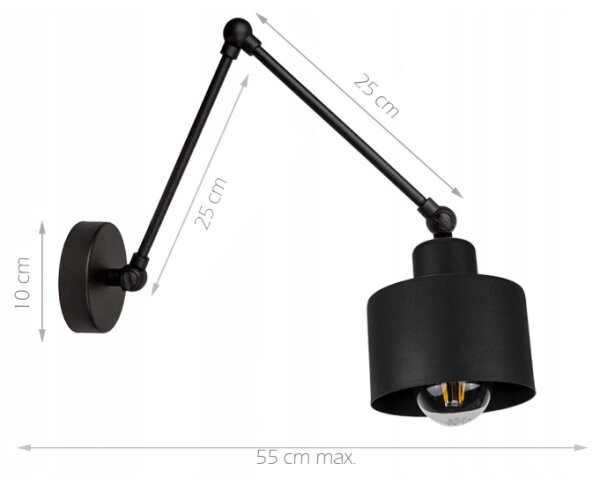 Nástěnná lampa 1xE27/20W/230V černá