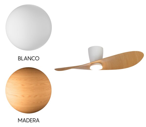 Mantra 9475 Surfer, designový ventilátor se svítidlem a dálk.ovladačem, LED 18W 3000-5000K, bílá/dřevěná, průměr 112cm
