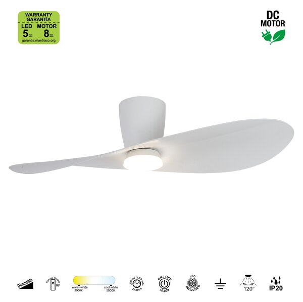 Mantra 9474 Surfer, designový ventilátor se svítidlem a dálk.ovladačem, LED 18W 3000-5000K, bílá, průměr 112cm