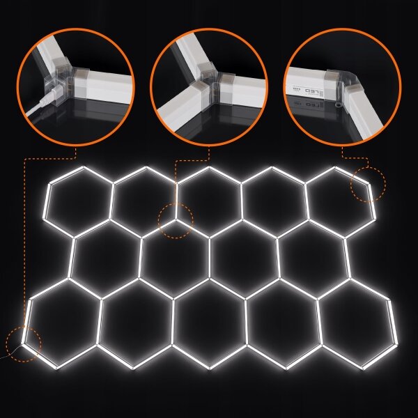 LED Stm stropní svítidlo HEXAGON LED/456W/85-265V 5000K CRI 90 IP54 bílá