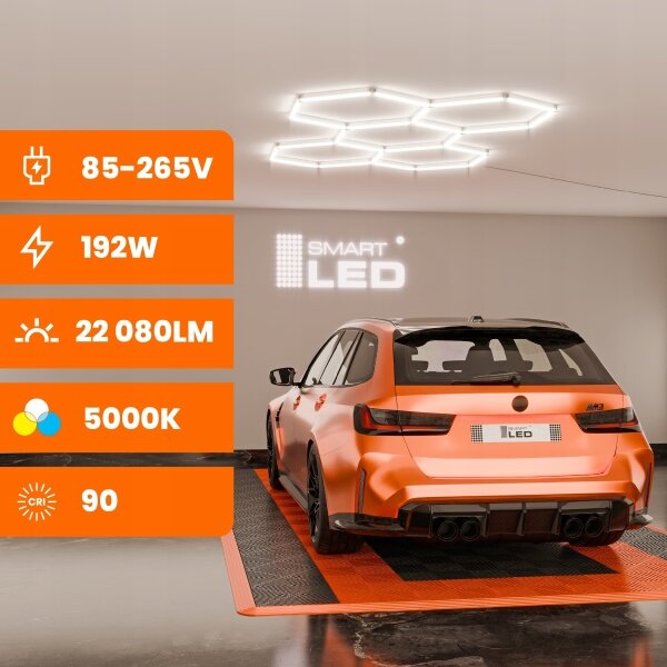 LED Stm stropní svítidlo HEXAGON LED/192W/85-265V 5000K CRI 90 IP54 bílá