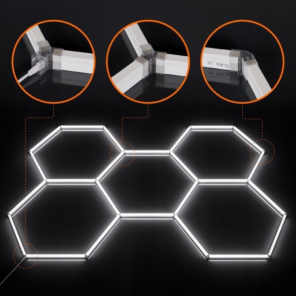 LED Stm stropní svítidlo HEXAGON LED/192W/85-265V 5000K CRI 90 IP54 bílá