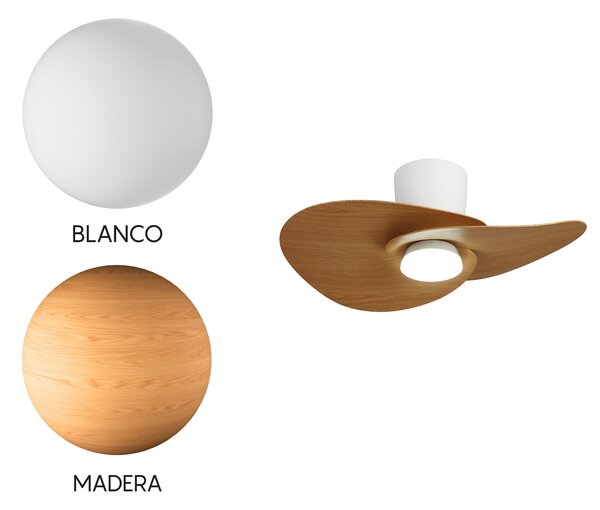 Mantra 9467 Nenufar, designový ventilátor se svítidlem a dálk.ovladačem, LED 18W 3000-5000K, bílá/dřevěná, průměr 74cm