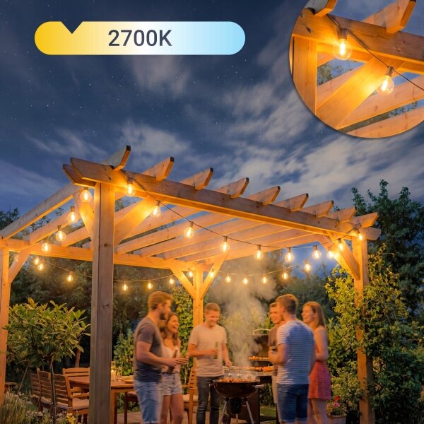 LED Stm venkovní dekorační řetěz 36xE12/1W/24/230V 22,35 m IP65 černá + DO