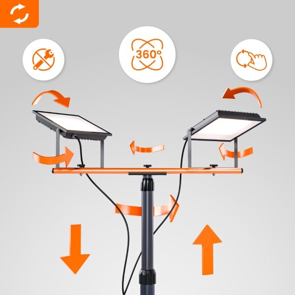LED Reflektor se stojanem 2xLED/100W/230V 4500K IP65 černá/oranžová