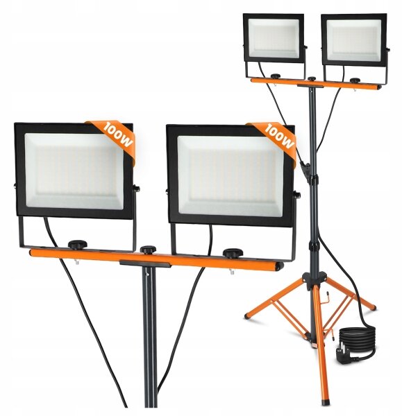 LED Reflektor se stojanem 2xLED/100W/230V 4500K IP65 černá/oranžová