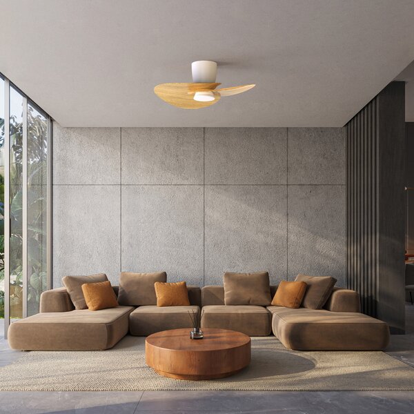 Mantra 9467 Nenufar, designový ventilátor se svítidlem a dálk.ovladačem, LED 18W 3000-5000K, bílá/dřevěná, průměr 74cm