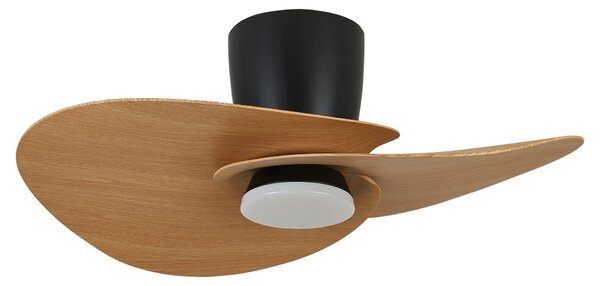 Mantra 9468 Nenufar, designový ventilátor se svítidlem a dálk.ovladačem, LED 18W 3000-5000K, černá/dřevěná, průměr 74cm