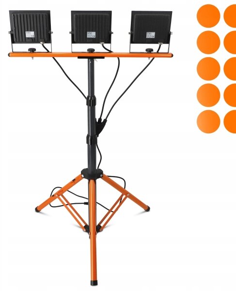 LED Reflektor se stojanem 3xLED/50W/230V 4500K IP65 černá/oranžová