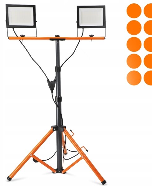 LED Reflektor se stojanem 2xLED/100W/230V 4500K IP65 černá/oranžová