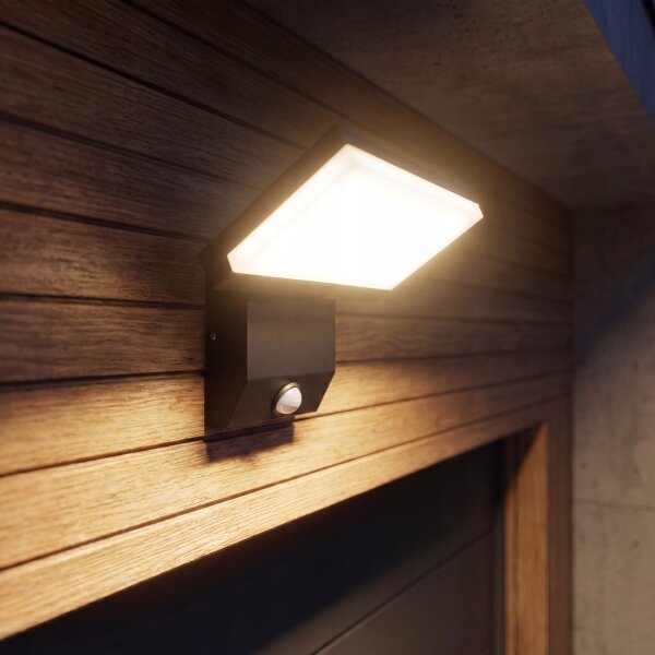 LED Venkovní nástěnné svítidlo se senzorem LED/18W/230V IP44 černá