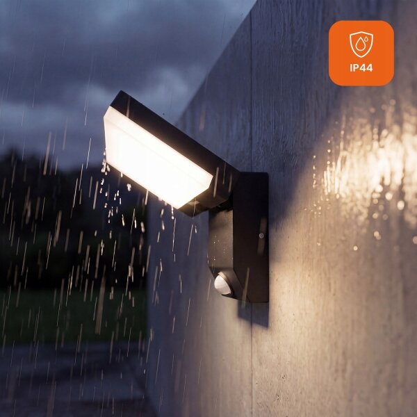 LED Venkovní nástěnné svítidlo se senzorem LED/18W/230V IP44 černá