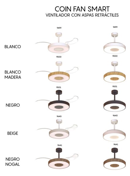 Mantra 9640 Coin Smart, rozvinovací ventilátor se svítidlem a dálk. ovladačem, LED 40W 3000-5000K, béžová, průměr 50/106cm