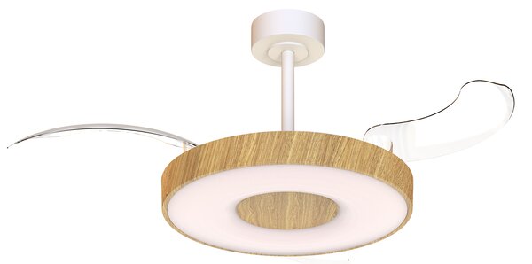 Mantra 9500 Coin Smart, rozvinovací ventilátor se svítidlem a dálk. ovladačem, LED 40W 3000-5000K, bílá/dřevěná, průměr 50/106cm