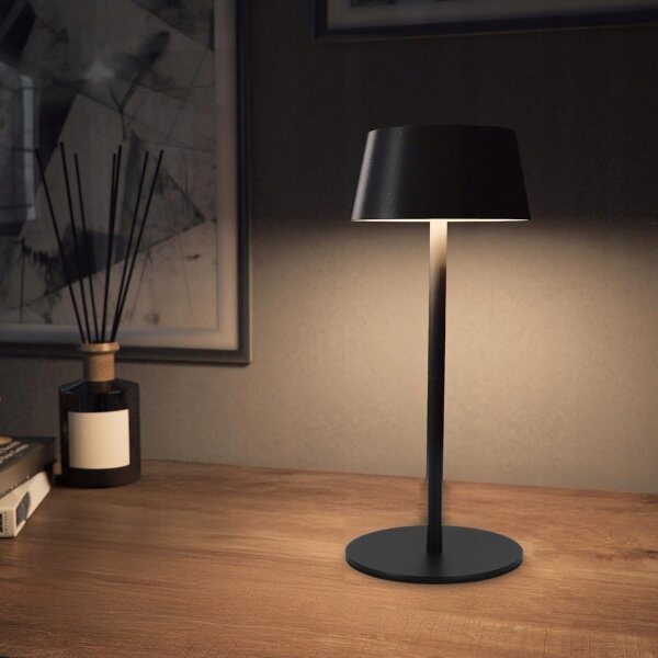 LED Stmívatelná dotyková solární lampa LED/3W/5V USB 1800 mAh IP44 černá