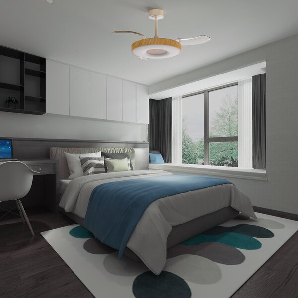 Mantra 9500 Coin Smart, rozvinovací ventilátor se svítidlem a dálk. ovladačem, LED 40W 3000-5000K, bílá/dřevěná, průměr 50/106cm
