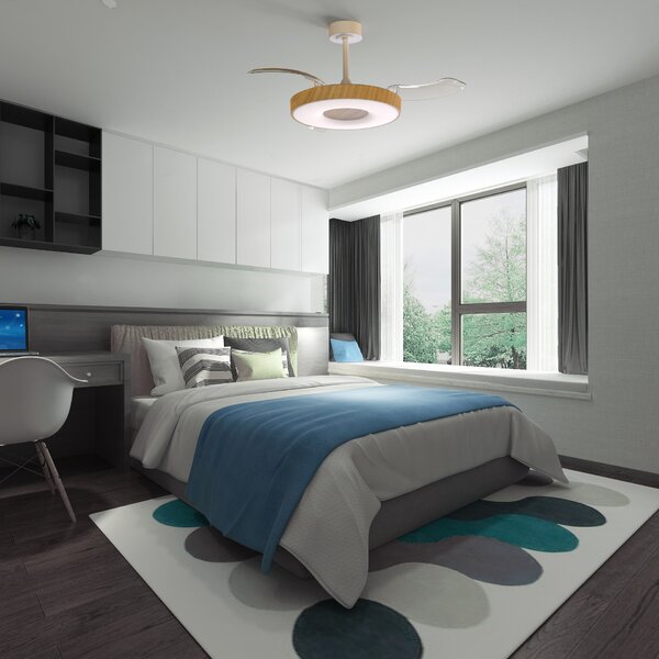 Mantra 9500 Coin Smart, rozvinovací ventilátor se svítidlem a dálk. ovladačem, LED 40W 3000-5000K, bílá/dřevěná, průměr 50/106cm
