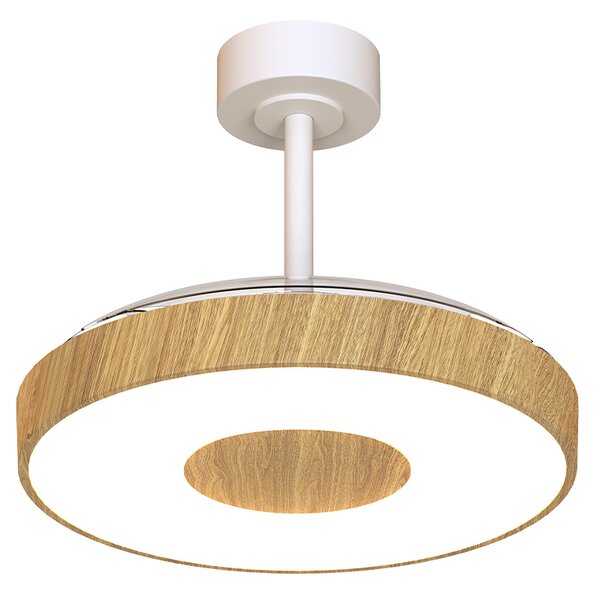 Mantra 9500 Coin Smart, rozvinovací ventilátor se svítidlem a dálk. ovladačem, LED 40W 3000-5000K, bílá/dřevěná, průměr 50/106cm