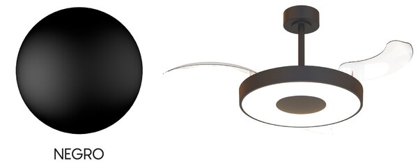 Mantra 9501 Coin Smart, rozvinovací ventilátor se svítidlem a dálk. ovladačem, LED 40W 3000-5000K, černá, průměr 50/106cm