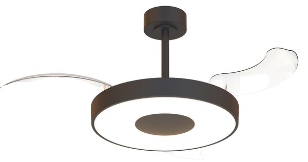 Mantra 9501 Coin Smart, rozvinovací ventilátor se svítidlem a dálk. ovladačem, LED 40W 3000-5000K, černá, průměr 50/106cm