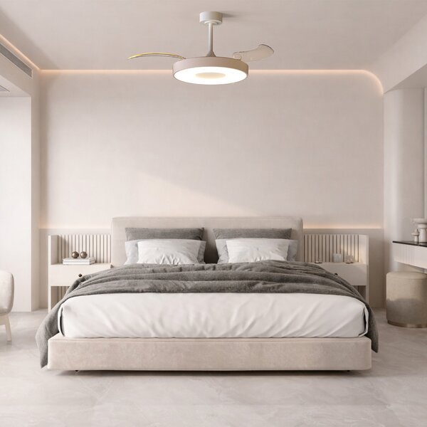 Mantra 9640 Coin Smart, rozvinovací ventilátor se svítidlem a dálk. ovladačem, LED 40W 3000-5000K, béžová, průměr 50/106cm