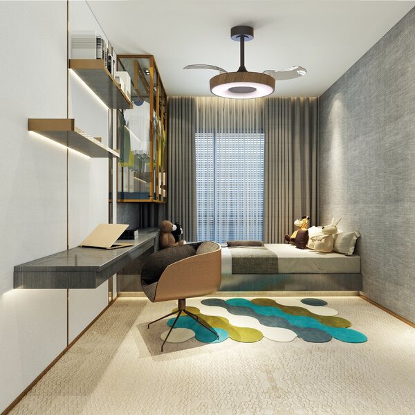 Mantra 9641 Coin Smart, rozvinovací ventilátor se svítidlem a dálk. ovladačem, LED 40W 3000-5000K, černá/tmavá dřevěná, průměr 50/106cm