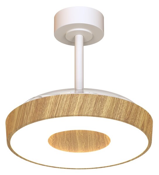 Mantra 9497 Coin Smart Mini, rozvinovací ventilátor se svítidlem a dálk. ovladačem, LED 36W 3000-5000K, bílá/dřevěná, průměr 43/91cm