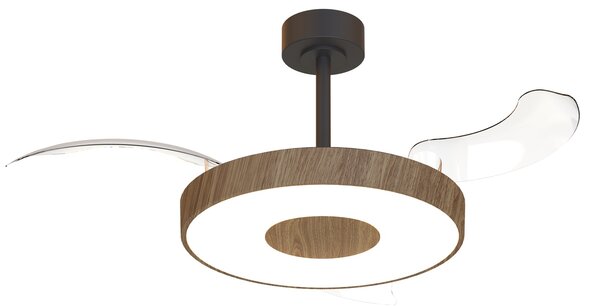 Mantra 9641 Coin Smart, rozvinovací ventilátor se svítidlem a dálk. ovladačem, LED 40W 3000-5000K, černá/tmavá dřevěná, průměr 50/106cm
