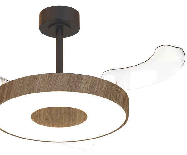 Mantra 9641 Coin Smart, rozvinovací ventilátor se svítidlem a dálk. ovladačem, LED 40W 3000-5000K, černá/tmavá dřevěná, průměr 50/106cm