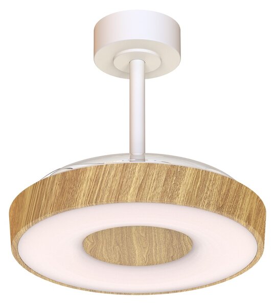 Mantra 9497 Coin Smart Mini, rozvinovací ventilátor se svítidlem a dálk. ovladačem, LED 36W 3000-5000K, bílá/dřevěná, průměr 43/91cm