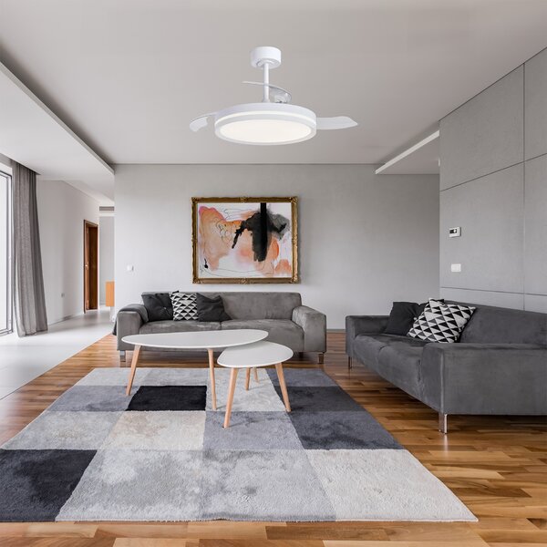 Mantra 9550 Villena, rozvinovací ventilátor se svítidlem a dálk. ovladačem, LED 36W 3000-5000K, bílá, průměr 49/106cm