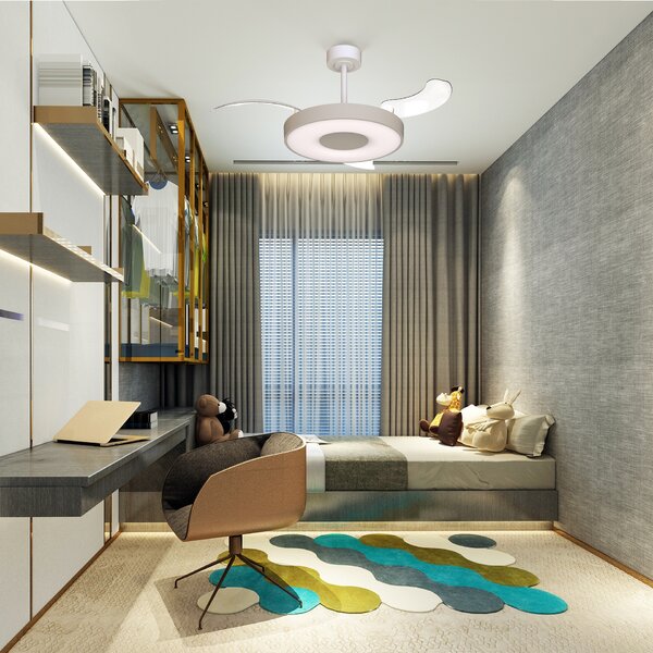 Mantra 9638 Coin Smart Mini, rozvinovací ventilátor se svítidlem a dálk. ovladačem, LED 36W 3000-5000K, béžová, průměr 43/91cm