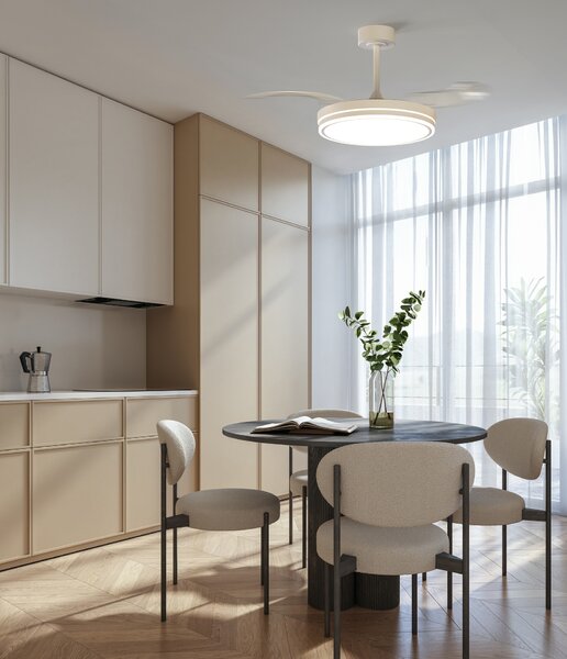 Mantra 9665 Luna Mini, rozvinovací ventilátor se svítidlem a dálk. ovladačem, LED 30W 3000-5000K, bílá, průměr 42/91cm